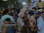 Police trying to prevent tension in Jalandhar on Friday. (HT Photo) Police trying to prevent tension in Jalandhar on Friday. (HT Photo)