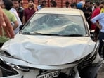 The car rammed into a group of morning walkers at the T-point of GT Road near Rakesh Marg in Ghaziabad.