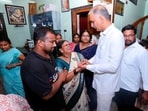 BRS MLA Harish Rao Thanneeru meets bereaved family members of Pole Chandrashekar, an Indian student from Hyderabad who was killed on Friday night in Dallas, US BRS MLA Harish Rao Thanneeru meets bereaved family members of Pole Chandrashekar, an Indian student from Hyderabad who was killed on Friday night in Dallas, US