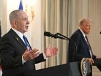 US President Donald Trump and Israeli Prime Minister Benjamin Netanyahu participate in a press conference in the State Dining Room of the White House in Washington, DC on September 29, 2025. Israeli Prime Minister Benjamin Netanyahu on September 29 said he supported US President Donald Trump's 20-point plan to end the war in Gaza.
"I support your plan to end the war in Gaza which achieves our war aims. It will bring back to Israel all our hostages, dismantle Hamas's military capabilities, end its political rule and ensure that Gaza never again poses a threat to Israel," said Netanyahu, speaking at a joint press conference with Trump at the White House. (Photo by Jim WATSON / AFP) US President Donald Trump and Israeli Prime Minister Benjamin Netanyahu participate in a press conference in the State Dining Room of the White House in Washington, DC on September 29, 2025. Israeli Prime Minister Benjamin Netanyahu on September 29 said he supported US President Donald Trump's 20-point plan to end the war in Gaza.
"I support your plan to end the war in Gaza which achieves our war aims. It will bring back to Israel all our hostages, dismantle Hamas's military capabilities, end its political rule and ensure that Gaza never again poses a threat to Israel," said Netanyahu, speaking at a joint press conference with Trump at the White House. (Photo by Jim WATSON / AFP)