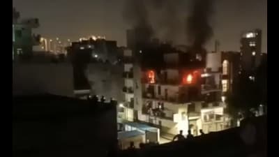 A purported video of the incident is circulating on social media platforms, which shows huge flames and thick smoke billowing out of the third floor of the building. A purported video of the incident is circulating on social media platforms, which shows huge flames and thick smoke billowing out of the third floor of the building.