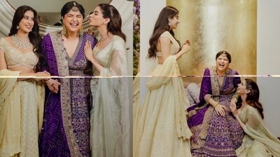 Anshula's half sisters Janhvi Kapoor and Khushi Kapoor showered love on her. In the pictures, the sweet bond between the sister was quite evident.&nbsp; (Instagram)