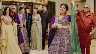 Anshula and Rohan also posed for a sweet family picture with Boney Kapoor, Janhvi, Khushi and Arjun. Boney was also seen twirling her daughter in an adorable picture. (Instagram)
