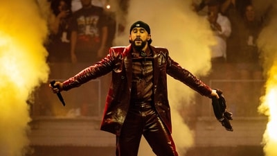 Puerto Rican singer Bad Bunny at Apple Music Super Bowl LX Halftime Show. (AFP)
