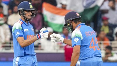 File picture of Rohit Sharma batting with Shubman Gill, who was named on Saturday to take over from him as ODI skipper, during the ICC Champions Trophy in Dubai in March. (PTI) File picture of Rohit Sharma batting with Shubman Gill, who was named on Saturday to take over from him as ODI skipper, during the ICC Champions Trophy in Dubai in March. (PTI)