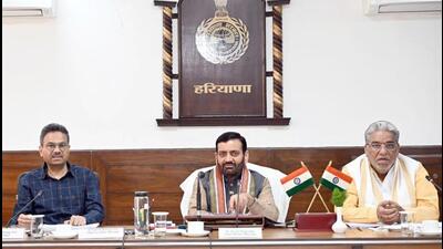 Haryana chief minister Nayab Singh Saini during a review meeting in Chandigarh on Saturday. (Sourced: X) Haryana chief minister Nayab Singh Saini during a review meeting in Chandigarh on Saturday. (Sourced: X)