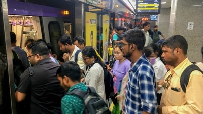 A record 46.56 lakh passengers availed themselves of Metro services in various corridors. (PTI) A record 46.56 lakh passengers availed themselves of Metro services in various corridors. (PTI)