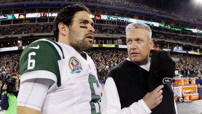 Mark Sanchez (L) was stabbed in Indianapolis on Saturday (AP)