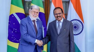 National Security Adviser (NSA) Ajit Doval met the special advisor to the Brazilian President, Celso Luis Nunes Amorim, in New Delhi. (ANI) National Security Adviser (NSA) Ajit Doval met the special advisor to the Brazilian President, Celso Luis Nunes Amorim, in New Delhi. (ANI)