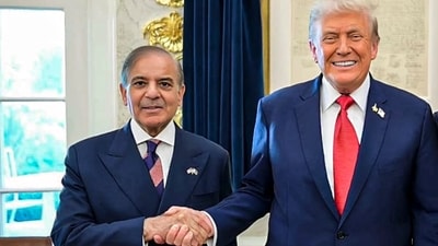 US President Donald Trump during a meeting with Pakistan Prime Minister Shehbaz Sharif at the White House, in Washington, DC. (PTI file)