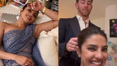 Priyanka Chopra shared a video as Nick Jonas helped her with her hair. Priyanka Chopra shared a video as Nick Jonas helped her with her hair.