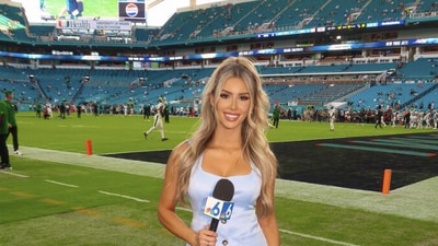 Sara Cardona, NBC6 sports anchor, has over 177,000 Instagram followers and gained more than 16 million views for her recent X post from the Jets-Dolphins game. (X/@Sara_Cardonaa) Sara Cardona, NBC6 sports anchor, has over 177,000 Instagram followers and gained more than 16 million views for her recent X post from the Jets-Dolphins game. (X/@Sara_Cardonaa)