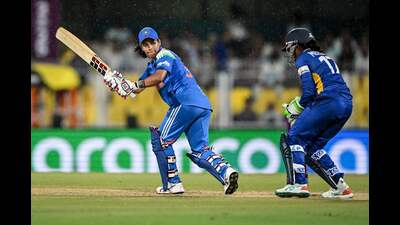 September 30: India's Amanjot Kaur watches the ball after playing a shot during the ongoing ICC Women's World Cup, in a match against Sri Lanka in Guwahati. (AFP) September 30: India's Amanjot Kaur watches the ball after playing a shot during the ongoing ICC Women's World Cup, in a match against Sri Lanka in Guwahati. (AFP)