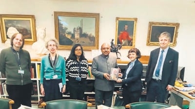 Speaker Vijender Gupta during the visit. (Sourced)