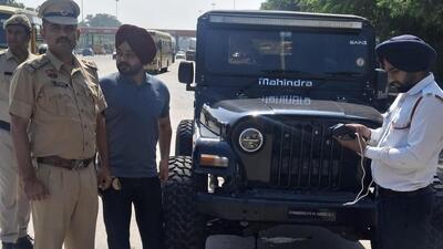 The Panchkula police impounded the vehicle near the Chandimandir toll plaza after finding multiple violations and issued a fine of a whopping ₹42,500. (HT File) The Panchkula police impounded the vehicle near the Chandimandir toll plaza after finding multiple violations and issued a fine of a whopping ₹42,500. (HT File)