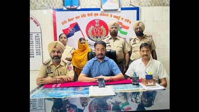 The arrested accused in police custody on Saturday. (HT Photo)