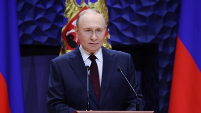 Russian President Vladimir Putin speaks during the opening ceremony of a concert hall in Sirius urban-type settlement, Krasnodar Territory, Russia (AP) Russian President Vladimir Putin speaks during the opening ceremony of a concert hall in Sirius urban-type settlement, Krasnodar Territory, Russia (AP)