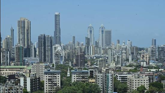 Mumbai, India - April 22, 2023: Aerial view of Mazgaon and Byculla, in Mumbai, India, on Saturday, April 22, 2023. (Photo by Anshuman Poyrekar/ Hindustan Times) (Anshuman Poyrekar/HT PHOTO)