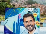 Graffiti depicting India's Leader of Opposition Rahul Gandhi during his visit to Medellín, Colombia.
