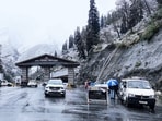 Atal Tunnel after season’s first snowfall on Sunday. (ANI) Atal Tunnel after season’s first snowfall on Sunday. (ANI)