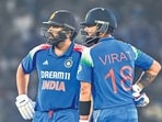 Rohit Sharma and Virat Kohli during a match for India. Rohit Sharma and Virat Kohli during a match for India.