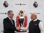 Indian PM Narendra Modi and his British PM Keir Starmer strike a pose with the Premier League football championship trophy during Modi's visit to the UK earlier this year. Starmer is scheduled to arrive in India later this week. Indian PM Narendra Modi and his British PM Keir Starmer strike a pose with the Premier League football championship trophy during Modi's visit to the UK earlier this year. Starmer is scheduled to arrive in India later this week.
