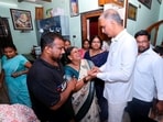 BRS MLA Harish Rao Thanneeru meets bereaved family members of Pole Chandrashekar. BRS MLA Harish Rao Thanneeru meets bereaved family members of Pole Chandrashekar.