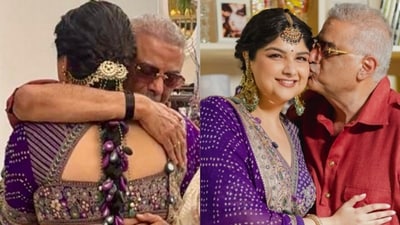 Boney Kapoor gave daughter Anshula Kapoor an emotional hug on her engagement. Boney Kapoor gave daughter Anshula Kapoor an emotional hug on her engagement.