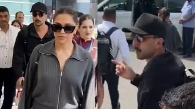 Ranbir Kapoor and Deepika Padukone's airport reunion. Ranbir Kapoor and Deepika Padukone's airport reunion.