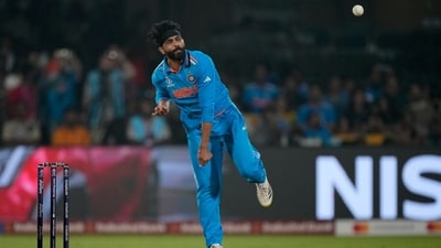 India's Ravindra Jadeja bowls during a match. (AP) India's Ravindra Jadeja bowls during a match. (AP)
