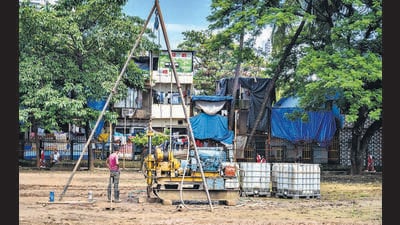Mumbai, India - October 03, 2025: Motilal Nagar, Goregaon West. Redevelopment work has started in Mumbai, India, on Saturday, October 03, 2025. (Photo by Satish Bate/ Hindustan Times) (Hindustan Times) Mumbai, India - October 03, 2025: Motilal Nagar, Goregaon West. Redevelopment work has started in Mumbai, India, on Saturday, October 03, 2025. (Photo by Satish Bate/ Hindustan Times) (Hindustan Times)
