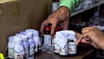 The drugs department seal Coldrif cough syrup containers during raid in Chhindwara on Sunday. (ANI) The drugs department seal Coldrif cough syrup containers during raid in Chhindwara on Sunday. (ANI)