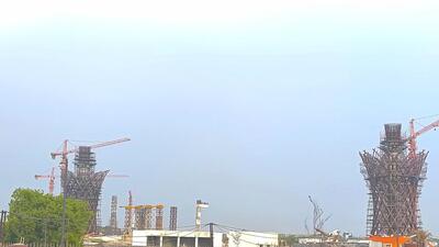 The skybridge, which will be 3.5 metres wide, will connect these pylons at an 18-metre elevation, further rising to 19 metres at midspan. (HT File) The skybridge, which will be 3.5 metres wide, will connect these pylons at an 18-metre elevation, further rising to 19 metres at midspan. (HT File)