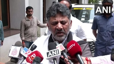 While DK Shivakumar patiently fielded the questions, he felt some were too personal. FILE PHOTO (ANI)