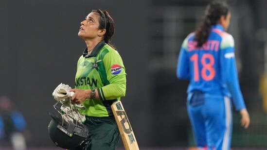 Sidra Amin (81 in 106 balls, with nine fours and a six) barely got support from her batters as Pakistan was bundled out for 159 all out in 43 overs.(AP)