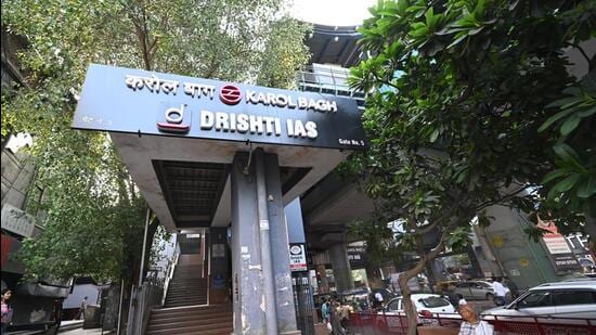 The station currently has only one escalator and a staircase. (Arvind Yadav/HT Photo)