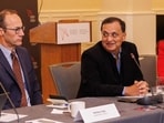 India’s High Commissioner to Ottawa Dinesh Patnaik (centre) with Canada’s Assistant Deputy Minister (Indo-Pacific) Weldon Epp (left) and Asia-Pacific Foundation of Canada’s vice-president, research and strategy, Vina Nadjibulla, at the Canada-India Track II dialogue in Ottawa on Saturday. (Credit: High Commission of India, Ottawa) India’s High Commissioner to Ottawa Dinesh Patnaik (centre) with Canada’s Assistant Deputy Minister (Indo-Pacific) Weldon Epp (left) and Asia-Pacific Foundation of Canada’s vice-president, research and strategy, Vina Nadjibulla, at the Canada-India Track II dialogue in Ottawa on Saturday. (Credit: High Commission of India, Ottawa)