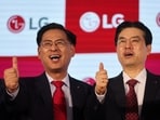 LG India CFO Dongmyung Seo (left) and LG India MD Hong Ju Jeon during a press conference announcing the company's IPO in Mumbai on 1 October 2025.