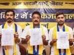 AAP in-charge of Bihar Ajesh Yadav (centre) along with state AAP president Rakesh Yadav (right), releases the party's first list of candidates for the 2025 Bihar Assembly elections. AAP in-charge of Bihar Ajesh Yadav (centre) along with state AAP president Rakesh Yadav (right), releases the party's first list of candidates for the 2025 Bihar Assembly elections.