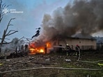 In this handout photograph taken and released by the Ukrainian Emergency Service on October 5, 2025, Ukrainian rescuers work to extinguish a fire at the site of an air attack at an undisclosed location in the Lviv region, amid the Russian invasion of Ukraine. (Photo by Handout / UKRAINIAN EMERGENCY SERVICE / AFP) / RESTRICTED TO EDITORIAL USE - MANDATORY CREDIT "AFP PHOTO / UKRAINIAN EMERGENCY SERVICE" -  HANDOUT - NO MARKETING NO ADVERTISING CAMPAIGNS - DISTRIBUTED AS A SERVICE TO CLIENTS - AFP CANNOT INDEPENDENTLY VERIFY THE AUTHENTICITY OR LOCATION, DATE, AND CONTENT OF THESE IMAGES. / 