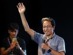 Engineer, innovator and education reformist Sonam Wangchuk greets students during an event 