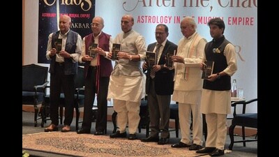 (From right) Union minister for communications Jyotiraditya Scindia, Bihar governor Arif Mohammed Khan, NSA Ajit Doval, defence minister Rajnath Singh, PM’s Museum and Library chairperson Nripendra Misra and former minister MJ Akbar at the launch of Akbar’s book, in New Delhi on Monday. (HT photo) (From right) Union minister for communications Jyotiraditya Scindia, Bihar governor Arif Mohammed Khan, NSA Ajit Doval, defence minister Rajnath Singh, PM’s Museum and Library chairperson Nripendra Misra and former minister MJ Akbar at the launch of Akbar’s book, in New Delhi on Monday. (HT photo)