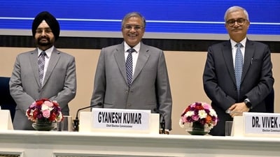 New Delhi: Chief Election Commissioner Gyanesh Kumar along with Election Commissioners Sukhbir Singh Sandhu and Vivek Joshi, during a press conference regarding the Bihar Assembly Elections, at Vigyan Bhavan in New Delhi. (ANI Photo/Jitender Gupta) (Amit ) New Delhi: Chief Election Commissioner Gyanesh Kumar along with Election Commissioners Sukhbir Singh Sandhu and Vivek Joshi, during a press conference regarding the Bihar Assembly Elections, at Vigyan Bhavan in New Delhi. (ANI Photo/Jitender Gupta) (Amit )