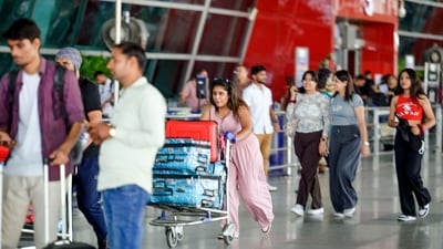Rush at the Indira Gandhi International Airport in Delhi. (Raj K Raj/HT Photo) Rush at the Indira Gandhi International Airport in Delhi. (Raj K Raj/HT Photo)