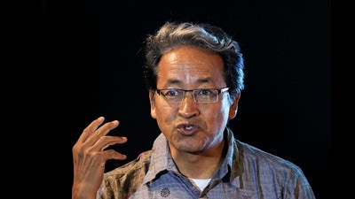 Engineer, innovator and education reformist Sonam Wangchuk greets students during 'Made in JIS-Edition 2025', in Kolkata, West Bengal, Tuesday, Aug. 5, 2025. ( (PTI) Engineer, innovator and education reformist Sonam Wangchuk greets students during 'Made in JIS-Edition 2025', in Kolkata, West Bengal, Tuesday, Aug. 5, 2025. ( (PTI)