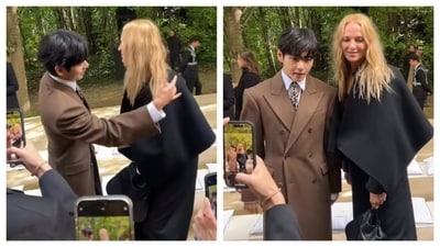 BTS's V captured attention at Paris Fashion Week while assisting Uma Thurman with her hair. Fans lauded him as the epitome of grace and attentiveness, expressing admiration for his gentlemanly behavior during their red carpet appearance. BTS's V captured attention at Paris Fashion Week while assisting Uma Thurman with her hair. Fans lauded him as the epitome of grace and attentiveness, expressing admiration for his gentlemanly behavior during their red carpet appearance.