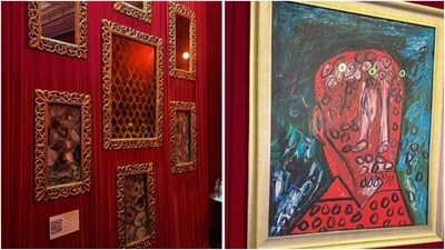 At Shalini Passi's Mash Ball, red was the dominant colour -- highlighted in the decor as well as the art. (Pics courtesy: Shalini Passi and Mash India) At Shalini Passi's Mash Ball, red was the dominant colour -- highlighted in the decor as well as the art. (Pics courtesy: Shalini Passi and Mash India)