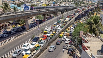The sudden congestion in Bengaluru after the long weekend highlighted the stark difference between the holiday calm and the usual traffic woes residents face. (PTI) The sudden congestion in Bengaluru after the long weekend highlighted the stark difference between the holiday calm and the usual traffic woes residents face. (PTI)