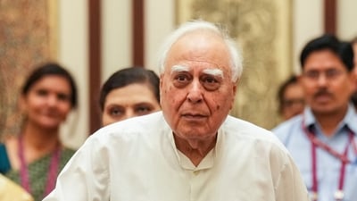 Rajya Sabha MP Kapil Sibal has launched a direct attack on PM Narendra Modi over a shoe being hurled at CJI BR Gavai. (PTI File) Rajya Sabha MP Kapil Sibal has launched a direct attack on PM Narendra Modi over a shoe being hurled at CJI BR Gavai. (PTI File)