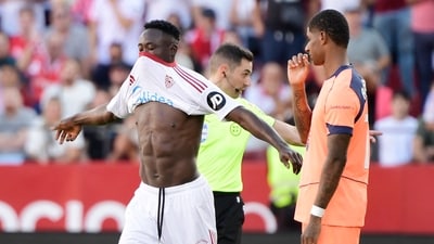 Sevilla's Nigerian forward Akor Jerome Adams celebrates scoring his team's fourth goal (AFP) Sevilla's Nigerian forward Akor Jerome Adams celebrates scoring his team's fourth goal (AFP)